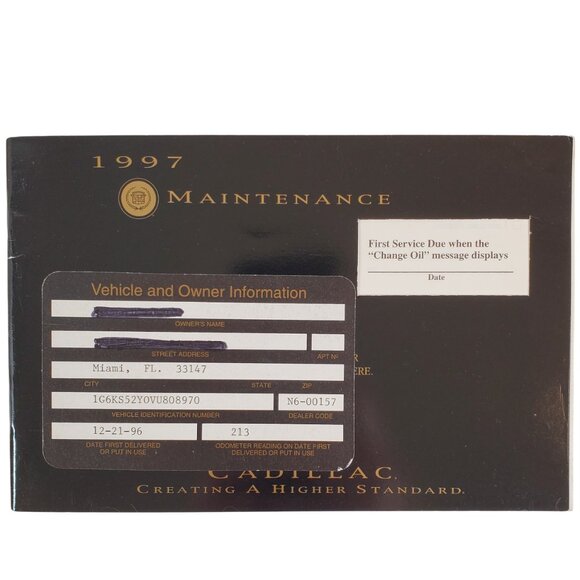 1997 Cadillac Seville Owners Manual, Brochure, Maintenance Log, Warranty w/ Case - Picture 4 of 8